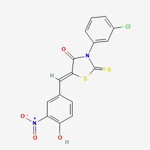 (5Z)-3-(3-chlorophenyl)-5-[(4-hydroxy-3-nitrophenyl)methylidene]-2-sulfanylidene-1,3-thiazolidin-4-one - 