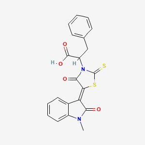 2-[(5Z)-5-(1-methyl-2-oxo-1,2-dihydro-3H-indol-3-ylidene)-4-oxo-2-thioxo-1,3-thiazolidin-3-yl]-3-phenylpropanoic acid - 