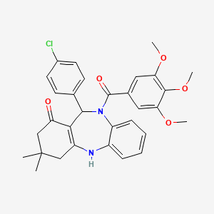 11-(4-chlorophenyl)-3,3-dimethyl-10-[(3,4,5-trimethoxyphenyl)carbonyl]-2,3,4,5,10,11-hexahydro-1H-dibenzo[b,e][1,4]diazepin-1-one - 