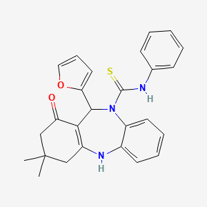 11-(2-furyl)-3,3-dimethyl-1-oxo-N-phenyl-1,2,3,4,5,11-hexahydro-10H-dibenzo[b,e][1,4]diazepine-10-carbothioamide - 
