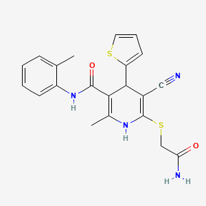 6-[(carbamoylmethyl)sulfanyl]-5-cyano-2-methyl-N-(2-methylphenyl)-4-(thiophen-2-yl)-1,4-dihydropyridine-3-carboxamide - 277756-55-5