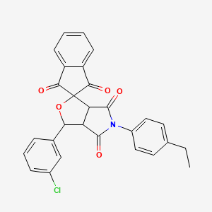 3-(3-chlorophenyl)-5-(4-ethylphenyl)-3a,6a-dihydrospiro[furo[3,4-c]pyrrole-1,2'-indene]-1',3',4,6(3H,5H)-tetrone - 