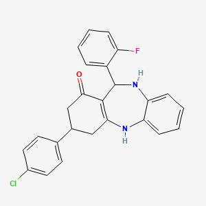 3-(4-chlorophenyl)-11-(2-fluorophenyl)-2,3,4,5,10,11-hexahydro-1H-dibenzo[b,e][1,4]diazepin-1-one - 