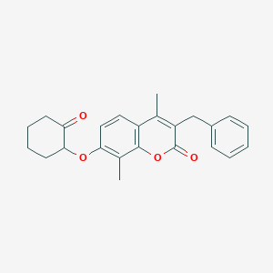 3-benzyl-4,8-dimethyl-7-[(2-oxocyclohexyl)oxy]-2H-chromen-2-one - 