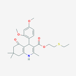 2-(Ethylsulfanyl)ethyl 4-(2,4-dimethoxyphenyl)-2,7,7-trimethyl-5-oxo-1,4,5,6,7,8-hexahydroquinoline-3-carboxylate - 