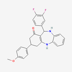 11-(3,4-difluorophenyl)-3-(4-methoxyphenyl)-2,3,4,5,10,11-hexahydro-1H-dibenzo[b,e][1,4]diazepin-1-one - 6079-09-0