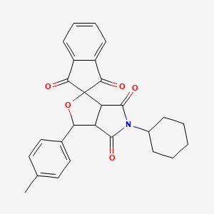 5-cyclohexyl-3-(4-methylphenyl)-3a,6a-dihydrospiro[furo[3,4-c]pyrrole-1,2'-indene]-1',3',4,6(3H,5H)-tetrone - 