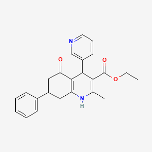 Ethyl 2-methyl-5-oxo-7-phenyl-4-(pyridin-3-yl)-1,4,5,6,7,8-hexahydroquinoline-3-carboxylate - 
