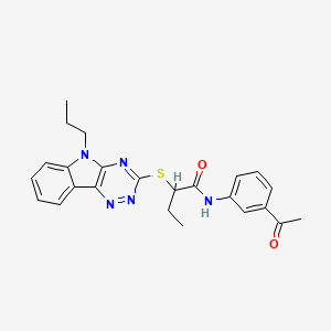 N-(3-acetylphenyl)-2-[(5-propyl-5H-[1,2,4]triazino[5,6-b]indol-3-yl)sulfanyl]butanamide - 