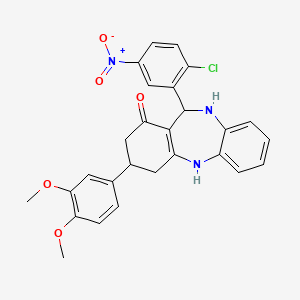 11-(2-chloro-5-nitrophenyl)-3-(3,4-dimethoxyphenyl)-2,3,4,5,10,11-hexahydro-1H-dibenzo[b,e][1,4]diazepin-1-one - 