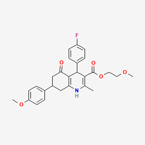 2-methoxyethyl 4-(4-fluorophenyl)-7-(4-methoxyphenyl)-2-methyl-5-oxo-1,4,5,6,7,8-hexahydroquinoline-3-carboxylate - 