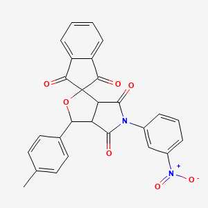 3-(4-methylphenyl)-5-(3-nitrophenyl)-3a,6a-dihydrospiro[furo[3,4-c]pyrrole-1,2'-indene]-1',3',4,6(3H,5H)-tetrone - 