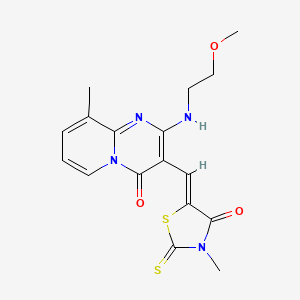 2-[(2-methoxyethyl)amino]-9-methyl-3-[(Z)-(3-methyl-4-oxo-2-thioxo-1,3-thiazolidin-5-ylidene)methyl]-4H-pyrido[1,2-a]pyrimidin-4-one - 381691-99-2