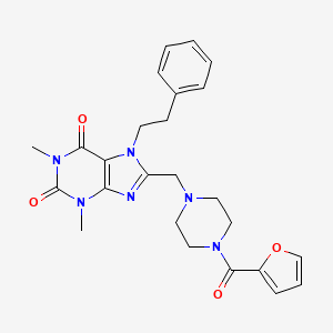 8-{[4-(furan-2-carbonyl)piperazin-1-yl]methyl}-1,3-dimethyl-7-(2-phenylethyl)-2,3,6,7-tetrahydro-1H-purine-2,6-dione - 
