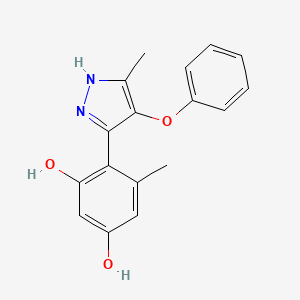 5-methyl-4-(5-methyl-4-phenoxy-1H-pyrazol-3-yl)benzene-1,3-diol - 