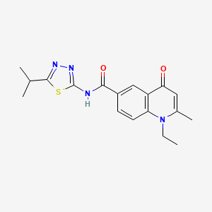 1-ethyl-2-methyl-4-oxo-N-[(2E)-5-(propan-2-yl)-1,3,4-thiadiazol-2(3H)-ylidene]-1,4-dihydroquinoline-6-carboxamide - 
