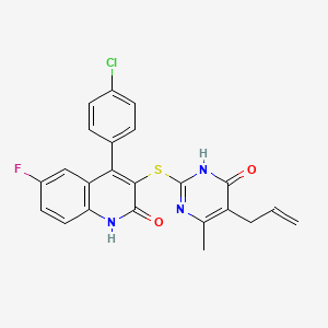 2-{[4-(4-chlorophenyl)-6-fluoro-2-hydroxyquinolin-3-yl]sulfanyl}-6-methyl-5-(prop-2-en-1-yl)pyrimidin-4(3H)-one - 