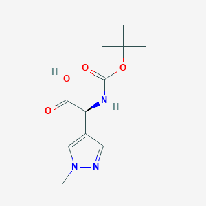 (2S)-2-(tert-butoxycarbonylamino)-2-(1-methylpyrazol-4-yl)acetic acid - 2165612-79-1