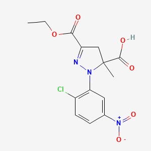 1-(2-Chloro-5-nitrophenyl)-3-(ethoxycarbonyl)-5-methyl-4,5-dihydro-1H-pyrazole-5-carboxylic acid - 1264046-78-7