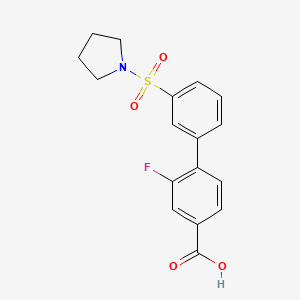 2-Fluoro-3'-(pyrrolidin-1-ylsulfonyl)-[1,1'-biphenyl]-4-carboxylic acid - 1261916-09-9