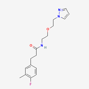 3-(4-fluoro-3-methylphenyl)-N-{2-[2-(1H-pyrazol-1-yl)ethoxy]ethyl}propanamide - 2034563-68-1