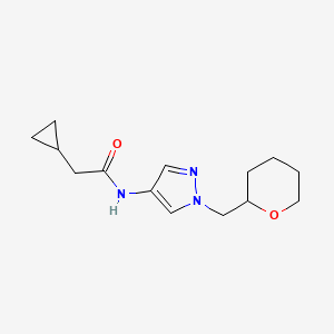 2-cyclopropyl-N-{1-[(oxan-2-yl)methyl]-1H-pyrazol-4-yl}acetamide - 2034229-41-7