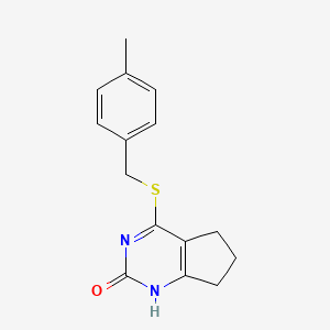 4-((4-methylbenzyl)thio)-6,7-dihydro-1H-cyclopenta[d]pyrimidin-2(5H)-one - 898450-28-7