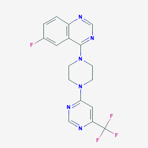 6-fluoro-4-{4-[6-(trifluoromethyl)pyrimidin-4-yl]piperazin-1-yl}quinazoline - 2034310-06-8