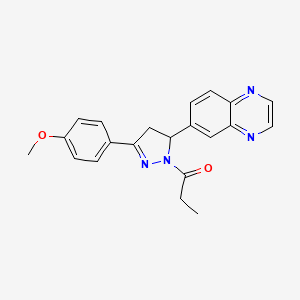 1-(3-(4-methoxyphenyl)-5-(quinoxalin-6-yl)-4,5-dihydro-1H-pyrazol-1-yl)propan-1-one - 1010909-80-4