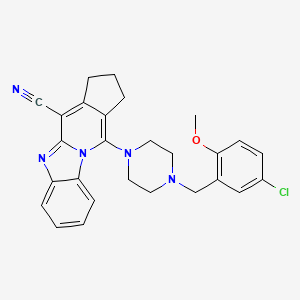 16-{4-[(5-chloro-2-methoxyphenyl)methyl]piperazin-1-yl}-1,8-diazatetracyclo[7.7.0.0^{2,7}.0^{11,15}]hexadeca-2(7),3,5,8,10,15-hexaene-10-carbonitrile - 384352-72-1