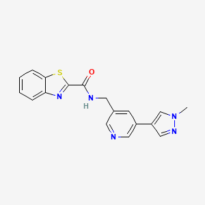 N-{[5-(1-methyl-1H-pyrazol-4-yl)pyridin-3-yl]methyl}-1,3-benzothiazole-2-carboxamide - 2034558-05-7