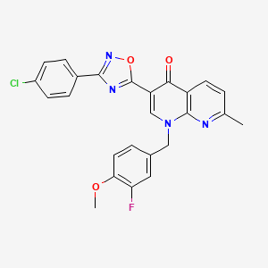 3-[3-(4-chlorophenyl)-1,2,4-oxadiazol-5-yl]-1-[(3-fluoro-4-methoxyphenyl)methyl]-7-methyl-1,4-dihydro-1,8-naphthyridin-4-one - 1029769-94-5