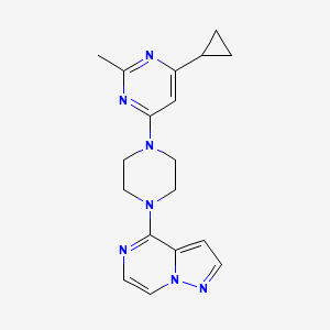 4-cyclopropyl-2-methyl-6-(4-{pyrazolo[1,5-a]pyrazin-4-yl}piperazin-1-yl)pyrimidine - 2549015-34-9