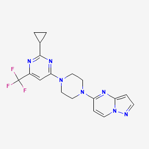 2-cyclopropyl-4-(4-{pyrazolo[1,5-a]pyrimidin-5-yl}piperazin-1-yl)-6-(trifluoromethyl)pyrimidine - 2549040-79-9