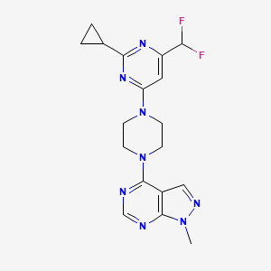 2-cyclopropyl-4-(difluoromethyl)-6-(4-{1-methyl-1H-pyrazolo[3,4-d]pyrimidin-4-yl}piperazin-1-yl)pyrimidine - 2640815-41-2
