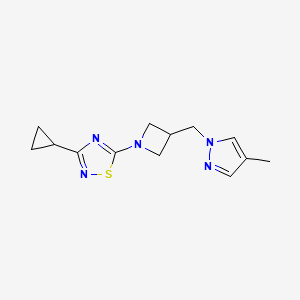 3-cyclopropyl-5-{3-[(4-methyl-1H-pyrazol-1-yl)methyl]azetidin-1-yl}-1,2,4-thiadiazole - 2549010-60-6