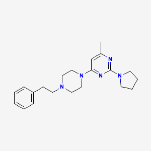4-methyl-6-[4-(2-phenylethyl)piperazin-1-yl]-2-(pyrrolidin-1-yl)pyrimidine - 2640979-04-8