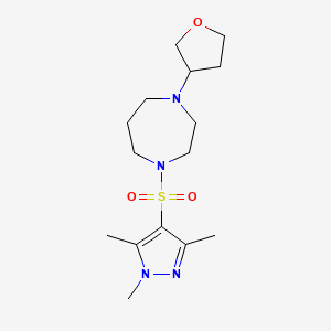 1-(oxolan-3-yl)-4-[(1,3,5-trimethyl-1H-pyrazol-4-yl)sulfonyl]-1,4-diazepane - 2320221-58-5