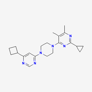 4-[4-(6-cyclobutylpyrimidin-4-yl)piperazin-1-yl]-2-cyclopropyl-5,6-dimethylpyrimidine - 2549000-82-8