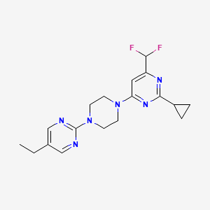 2-cyclopropyl-4-(difluoromethyl)-6-[4-(5-ethylpyrimidin-2-yl)piperazin-1-yl]pyrimidine - 2640877-89-8