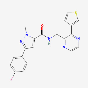 3-(4-fluorophenyl)-1-methyl-N-{[3-(thiophen-3-yl)pyrazin-2-yl]methyl}-1H-pyrazole-5-carboxamide - 2034368-32-4