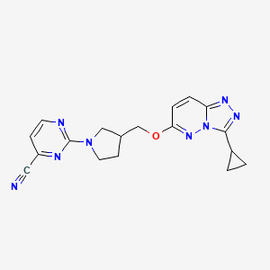 2-{3-[({3-cyclopropyl-[1,2,4]triazolo[4,3-b]pyridazin-6-yl}oxy)methyl]pyrrolidin-1-yl}pyrimidine-4-carbonitrile - 2549039-38-3