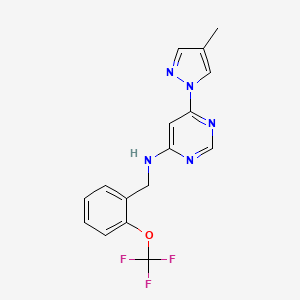 6-(4-methyl-1H-pyrazol-1-yl)-N-{[2-(trifluoromethoxy)phenyl]methyl}pyrimidin-4-amine - 2549046-91-3