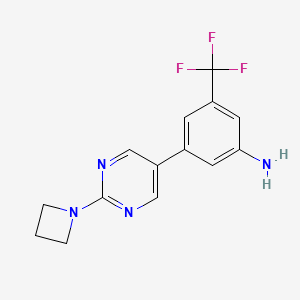 3-[2-(azetidin-1-yl)pyrimidin-5-yl]-5-(trifluoromethyl)aniline - 2640830-43-7
