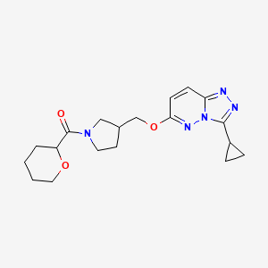 3-[({3-cyclopropyl-[1,2,4]triazolo[4,3-b]pyridazin-6-yl}oxy)methyl]-1-(oxane-2-carbonyl)pyrrolidine - 2549051-33-2