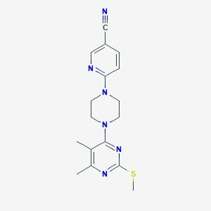 6-{4-[5,6-dimethyl-2-(methylsulfanyl)pyrimidin-4-yl]piperazin-1-yl}pyridine-3-carbonitrile - 2549035-78-9