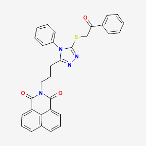 3-(3-{5-[(2-oxo-2-phenylethyl)sulfanyl]-4-phenyl-4H-1,2,4-triazol-3-yl}propyl)-3-azatricyclo[7.3.1.0^{5,13}]trideca-1(12),5,7,9(13),10-pentaene-2,4-dione - 496775-89-4