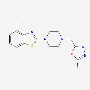 4-methyl-2-{4-[(5-methyl-1,3,4-oxadiazol-2-yl)methyl]piperazin-1-yl}-1,3-benzothiazole - 2640866-78-8
