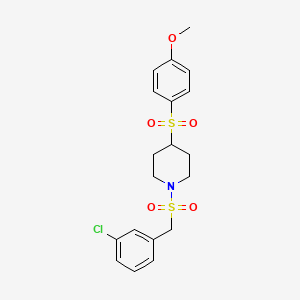1-[(3-chlorophenyl)methanesulfonyl]-4-(4-methoxybenzenesulfonyl)piperidine - 1704614-60-7