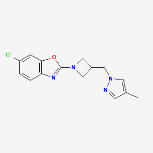 6-chloro-2-{3-[(4-methyl-1H-pyrazol-1-yl)methyl]azetidin-1-yl}-1,3-benzoxazole - 2548981-48-0